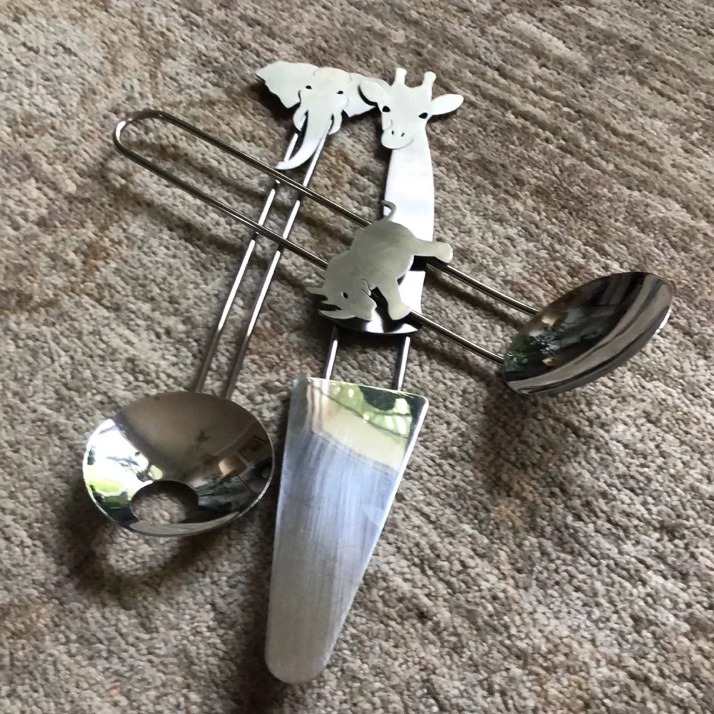 VTG Safari Design Stainless Steel Salad Utensils & Spatula by Susan Slee